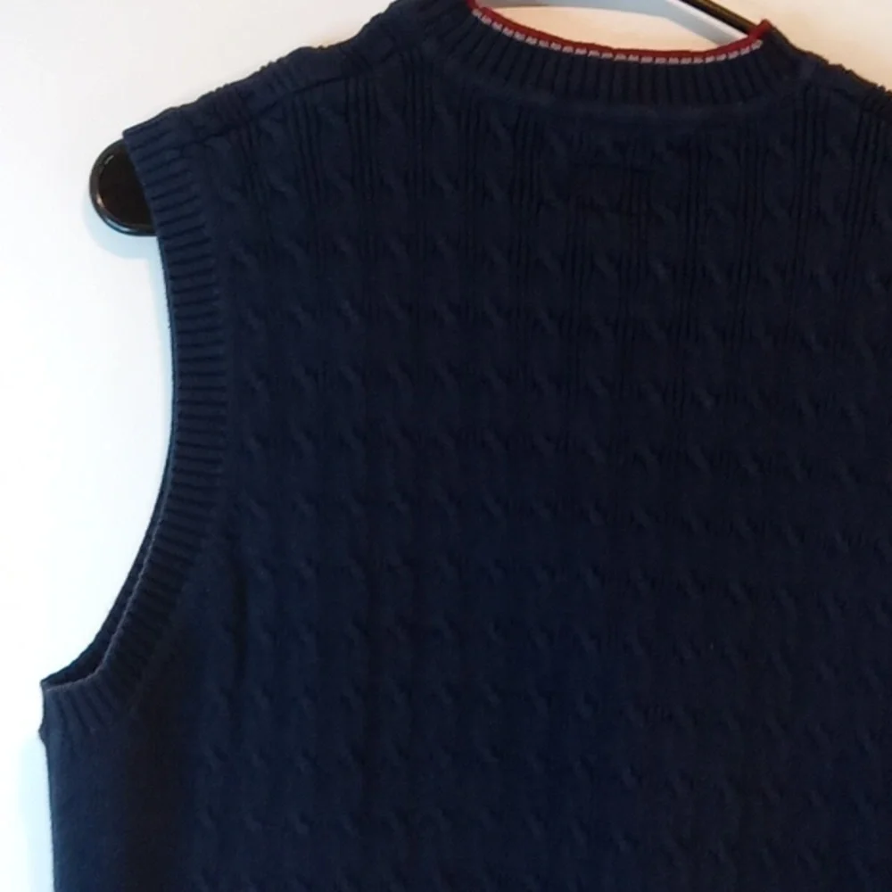 Vintage 90s Tommy Hilfiger Sweater Vest Navy Blue Men's Sz L EUC NICE!